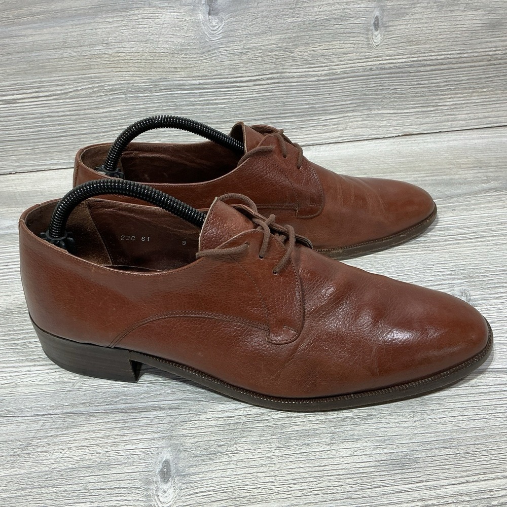 Christian Dior Mens Brown Leather Dress Oxfords Vintage Made In Italy Size US 9